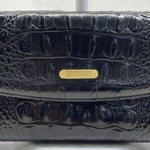 Brahmin Black Croc Embossed Leather Wallet W/Brahmin Pen